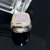 Split Shank 925 Sterling Silver Vintage Ring Square Pink Zirconia Pave CZ Jewelry