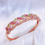 Natural Gemstone Jewellery 925 Silver Natural Tourmaline Bangle Candy Color