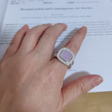 Split Shank 925 Sterling Silver Vintage Ring Square Pink Zirconia Pave CZ Jewelry