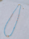 Natural Aquamarine and Spodumene Gemstone Jewelry, DIY Beads Necklace 5.5mm