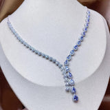 Natural Tanzanite Necklace 925 Sterling Silver With Gemstone Jewellery For Party/Wedding