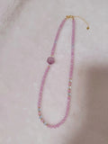 Natural Spodumene Beads Necklace Alternated Aquamarine DIY Handmade Jewelry