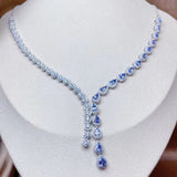 Natural Tanzanite Necklace 925 Sterling Silver With Gemstone Jewellery For Party/Wedding