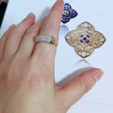 925 Sterling Silver Gold Plated Pave Cluster CZ Ring Fashion Jewelry For Women