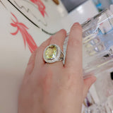 Split Shank Cocktail Ring 925 Sterling Silver With Lemon Stone Cubic Zirconia Jewelry