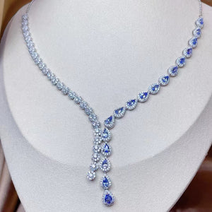 Natural Tanzanite Necklace 925 Sterling Silver With Gemstone Jewellery For Party/Wedding