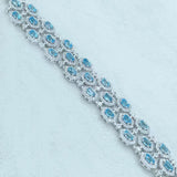 3 Rows Blue Topaz Bracelet 925 Silver WithNatural Stone Bracelet OT Clasp