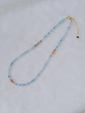 Natural Blue Topaz And Golden Sunstone Beads Necklace DIY Jewelry