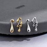 Waterdrop Asymmetric Earrings 925 Silver With Gold Plated Finish High Polish Jewelry