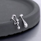 Waterdrop Asymmetric Earrings 925 Silver With Gold Plated Finish High Polish Jewelry