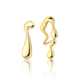 Waterdrop Asymmetric Earrings 925 Silver With Gold Plated Finish High Polish Jewelry