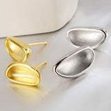 Geometric Concave Earrings in Pure Silver Frosted Texture Ear Stud Aesthetic Design Style Jewellery