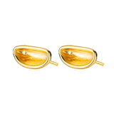 Geometric Concave Earrings in Pure Silver Frosted Texture Ear Stud Aesthetic Design Style Jewellery