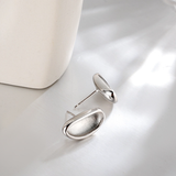 Geometric Concave Earrings in Pure Silver Frosted Texture Ear Stud Aesthetic Design Style Jewellery