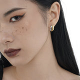 Two Tone Earrings 925 Sterling Silver Jewelry Smooth Finish Minimalist Style