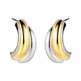 Two Tone Earrings 925 Sterling Silver Jewelry Smooth Finish Minimalist Style