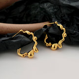 Exaggerated and Simple 925 Sterling Silver Irregular Wave Stud Earrings C-Shaped