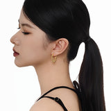 Exaggerated and Simple 925 Sterling Silver Irregular Wave Stud Earrings C-Shaped