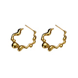 Exaggerated and Simple 925 Sterling Silver Irregular Wave Stud Earrings C-Shaped