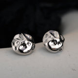 Aesthetic Design Jewelry, Minimalist Stud Earrings Irregular Texture Sterling Silver Jewellery