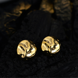 Aesthetic Design Jewelry, Minimalist Stud Earrings Irregular Texture Sterling Silver Jewellery
