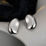 Smooth High Polished Stud Earrings, Modern Minimalist Style Silver Jewelry for Womens