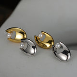 Minimalist Gold Tone Earrings Unique Design 925 Silver Jewelry for Birthday Gift