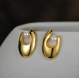 Minimalist Gold Tone Earrings Unique Design 925 Silver Jewelry for Birthday Gift