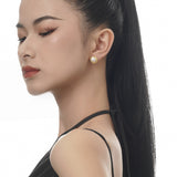 Round Ear Stud, Texture Rotate Model 925 Silver With Freshwater Pearl Earrings Jewellery