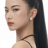 Freshwater Ball Earrings, 925 Sterling Silver Irregular Texture Ear Stud, Gold Plated Fashion Jewelry