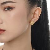 Freshwater Ball Earrings, 925 Sterling Silver Irregular Texture Ear Stud, Gold Plated Fashion Jewelry