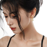 Sterling Silver Lustrous Bead Stud Earrings, Elegant Leaf and Fruit Earrings for Lady Exquisite Jewelry