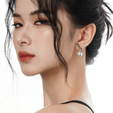 Sterling Silver Lustrous Bead Stud Earrings, Elegant Leaf and Fruit Earrings for Lady Exquisite Jewelry