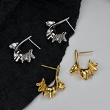 925 Silver Irregular C-Shaped Semi-Circular Stud Earrings for Women, Inspired From Volcanic Lava