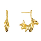 925 Silver Irregular C-Shaped Semi-Circular Stud Earrings for Women, Inspired From Volcanic Lava