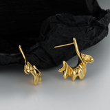 925 Silver Irregular C-Shaped Semi-Circular Stud Earrings for Women, Inspired From Volcanic Lava