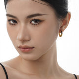 Arc Shaped Hoop Earrings, Enamel Craft Ear Stud ,Twist Design Gold Finished Jewelry