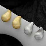 Teardop Stud Earrings Brushed Texture Finish 925 Sterling Silver Jewelry