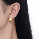 Teardop Stud Earrings Brushed Texture Finish 925 Sterling Silver Jewelry