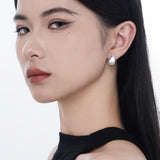 Teardop Stud Earrings Brushed Texture Finish 925 Sterling Silver Jewelry