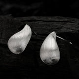 Teardop Stud Earrings Brushed Texture Finish 925 Sterling Silver Jewelry