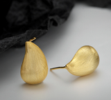 Teardop Stud Earrings Brushed Texture Finish 925 Sterling Silver Jewelry