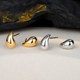 High Polish 925 Sterling Silver Jewellery Smooth Teardrop Stud Earrings 18K Gold Finish
