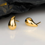 High Polish 925 Sterling Silver Jewellery Smooth Teardrop Stud Earrings 18K Gold Finish