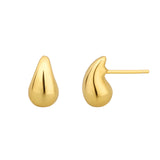 High Polish 925 Sterling Silver Jewellery Smooth Teardrop Stud Earrings 18K Gold Finish