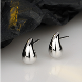 High Polish 925 Sterling Silver Jewellery Smooth Teardrop Stud Earrings 18K Gold Finish