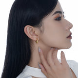 925 Sterling Silver Geometric Hollowed-out Circle Earrings, Damaged Texture Ear Buckles