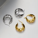 925 Sterling Silver Geometric Hollowed-out Circle Earrings, Damaged Texture Ear Buckles