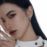 925 Sterling Silver Geometric Hollowed-out Circle Earrings, Damaged Texture Ear Buckles