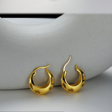 925 Sterling Silver Geometric Hollowed-out Circle Earrings, Damaged Texture Ear Buckles